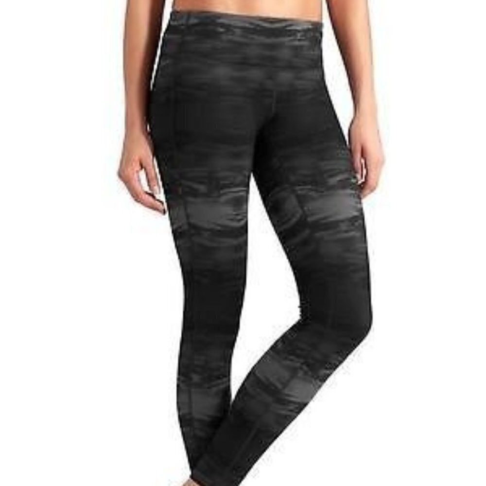 ✅ ATHLETA CHARCOAL GREY MULTI FLARE CHATURANGA TIGHT PANTS XS